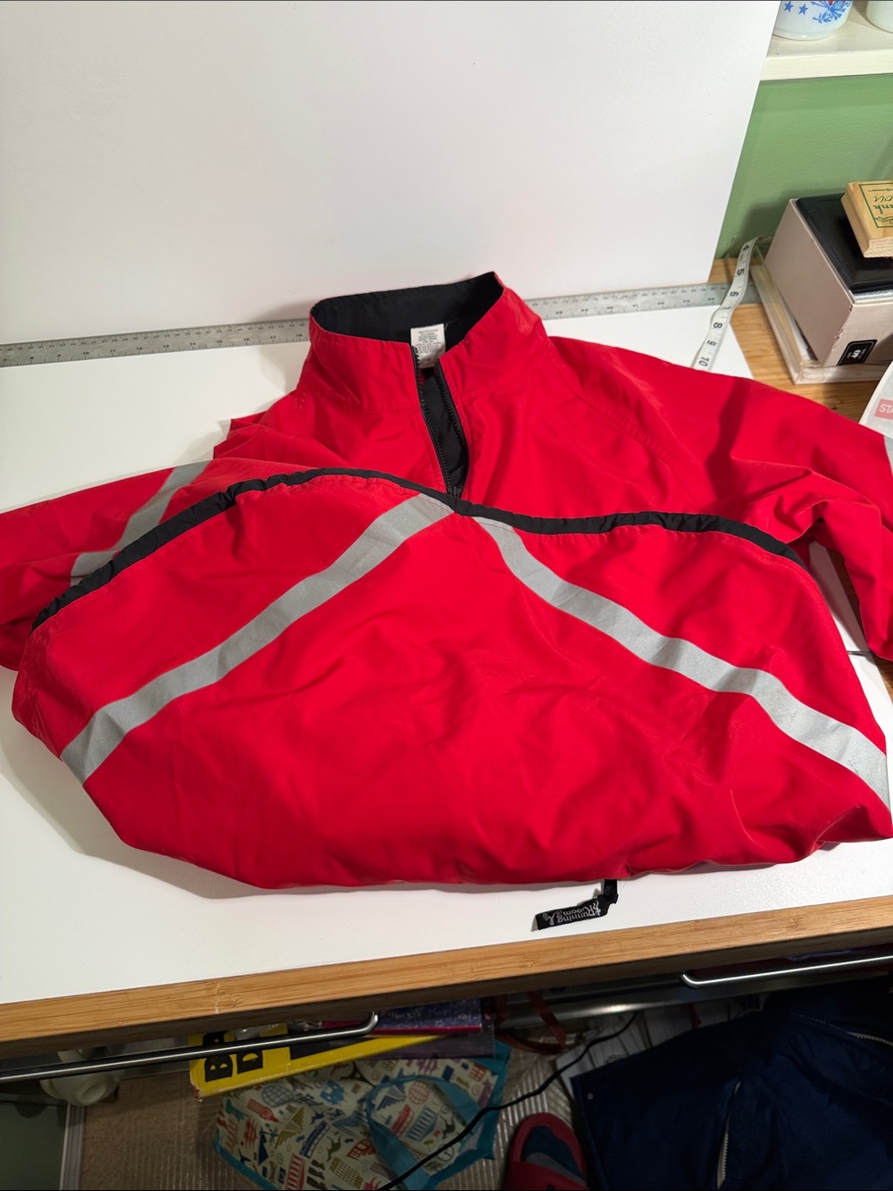Running Room, Red Men's Windbreaker Running Jacket w/ Visibility Stripes - Picture 9 of 9
